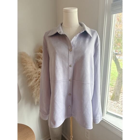Bagatelle Purple Faux Suede Snap Button Shacket Womens Large Lavender Jacket - Picture 1 of 7